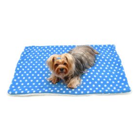 Blue with White Polka Dots Fleece/Plush Blanket (Color: Blue, size: One size)