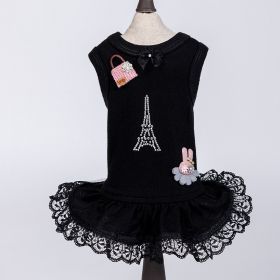 Paris Dog Dress (Color: Black, size: MD)