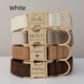 Multiple Colour Velvet Personalise Dog Collar Leash Set With Bow (Option: White-M)